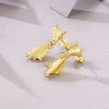 国潮风新款工艺裙摆耳钉S925纯银莫桑点缀个性百搭气质耳饰品女款