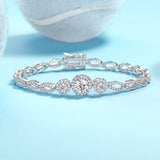 外热销女士时尚网球手链S925纯银D色莫桑石电镀18k白金OEM定制