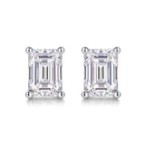 shopify祖母绿切割长方形男士女士S925银莫桑石耳钉