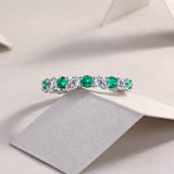 轻奢气质S925银戒指女绿宝红蓝宝石新款莫桑石戒子