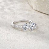 新款S925纯银莫桑石指环开口双生流光时尚轻奢戒指女