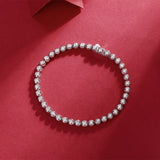 热销S925银莫桑石泡泡网球手链时尚流行男女士单排单拍手链女