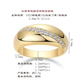 亚纯银精工戒子电镀18k金色莫桑石戒指女