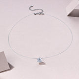 莫桑石18K白金隐形鱼线水滴吊坠锁骨链简约人鱼之泪项链女