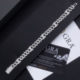 新款个性字形古巴链S925银满镶莫桑石嘻哈潮男手链饰品