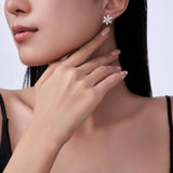 新款S925纯银马眼莫桑石花朵耳钉轻奢时尚秋冬雪花耳饰品耳环