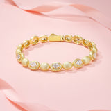 新款沙金18K黄蛋形手串简约轻奢925银莫桑手链女