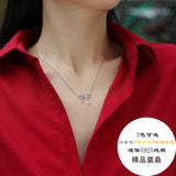 新款流苏女朋友吊坠轻奢小众锁骨链饰品S925纯银蝴蝶结项链女