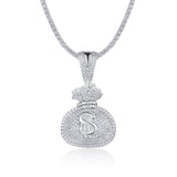 S925纯银镶嵌莫桑嘻哈吊坠个性搞怪大号夸张可穿网球链项坠