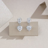 S925纯银四爪莫桑石耳钉爱心形轻奢时尚百搭耳环女