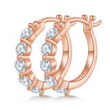 S925银莫桑石满镶耳钉超闪高级圆圈嘻哈单排耳环女款