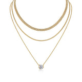 新潮流18K金色莫桑石吊坠叠戴项链s925纯银莫桑石項链吊坠