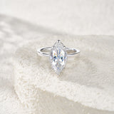 外新款S925纯银莫桑石戒指简约小众设计款马眼精致轻奢