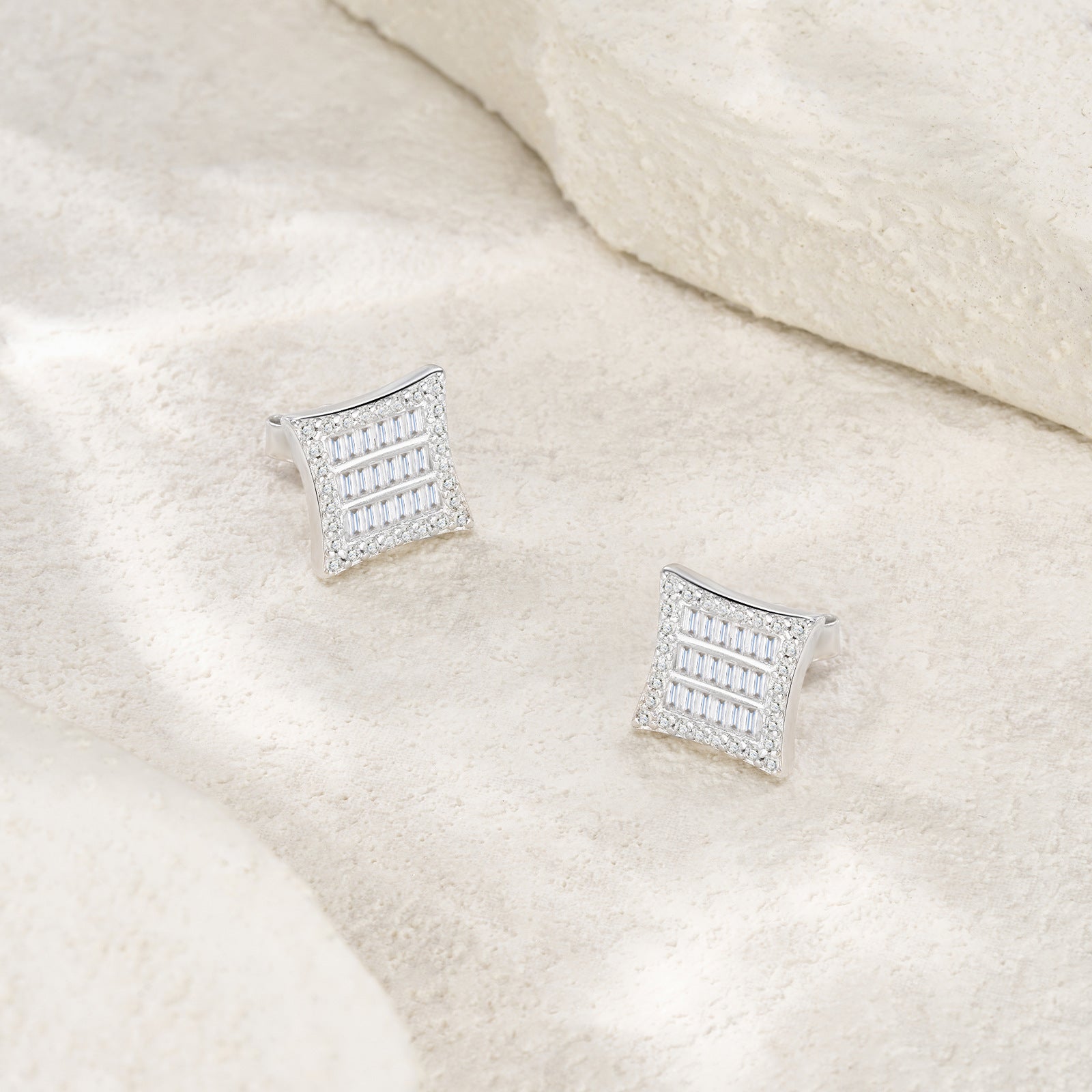 爆品立体几何S925纯银耳钉简约百搭轻奢耳饰品耳环