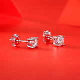 经典四爪莫桑石纯银耳骨钉耳饰品轻奢女耳钉