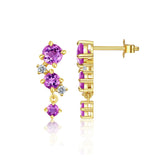 新款S925纯银紫晶石耳钉轻奢小众耳环耳饰女