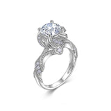 直供 S925银莫桑石戒指简约小众戒子女花朵款指环婚戒