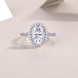 时尚高端蛋形8*10 S925纯银女士莫桑石婚戒