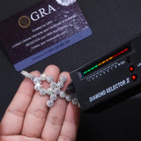 可穿网球链925银莫桑十字架吊坠 男女同款嘻哈莫桑石吊坠项链