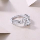 S925银八角形莫桑石指环百搭小众设计戒指女