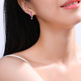 新款S925纯银紫晶石耳钉轻奢小众耳环耳饰女