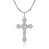 新款S925银时尚潮流十字架纹理项链个性嘻哈风饰品吊坠男