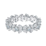 新款热销风S925纯银镶白金莫桑石排戒经典简约款戒指女款