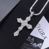 新款S925银时尚潮流十字架纹理项链个性嘻哈风饰品吊坠男