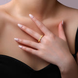 新款S925银镶嵌莫桑石波浪形戒指小众轻奢百搭食指女戒