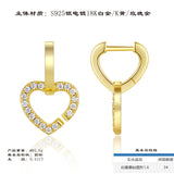 热销莫桑石耳环S925纯银电镀18K金时尚心形耳坠耳环女