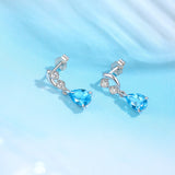 新款饰品S925银天然海蓝宝耳坠耳钉轻奢耳饰耳环女