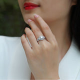 新款S925纯银镶嵌戒指圆形D色莫桑石戒指女婚戒