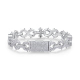 新款13mm8字形古巴链S925银满镶莫桑石嘻哈潮男女生手链