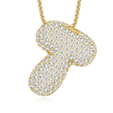 26个字母莫桑石项链925纯银夸张18K金链英文吊坠吊坠