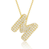 26个字母项链925纯银电镀金色锁骨链莫桑石男女时尚吊坠