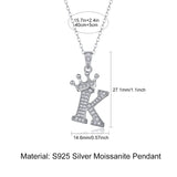 时尚皇冠26英文字母吊坠项链S925银莫桑男女嘻哈个性吊坠