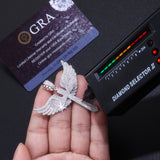 外新款满镶堕落天使吊坠女神展翅立体羽毛说唱嘻哈潮男项坠