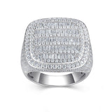 新款嘻哈指环S925纯银电镀白金莫桑石手工镶嵌国王戒指男戒