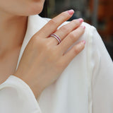 新款S925纯银圆形满钻红宝石戒指轻奢时尚百搭指环女