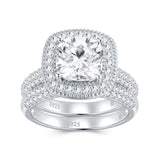 风枕形全莫桑戒指925纯银电镀白金婚礼聚会戒指