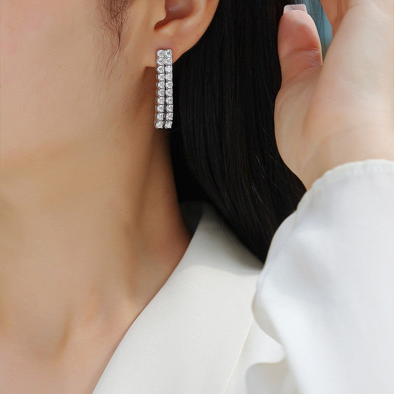 新款S925纯银耳坠小众设计耳环时尚简约风耳钉女