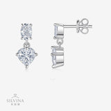 S925纯银四爪莫桑石耳钉爱心形轻奢时尚百搭耳环女