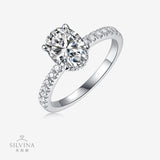 四爪莫桑石戒指S925纯银蛋形结婚戒求婚订婚女友节礼物指环