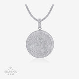 s925银莫桑石风嘻哈吊坠满钻网球链大吊坠