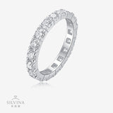 新款S925纯银圆形D色莫桑石戒指小众百搭轻奢排戒