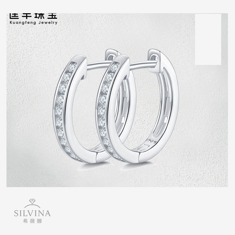 时尚超闪半圈耳圈男女轻奢仿莫桑石耳环百搭气质耳饰