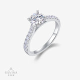 纯银莫桑石镀18k铂金婚戒闭口轻奢