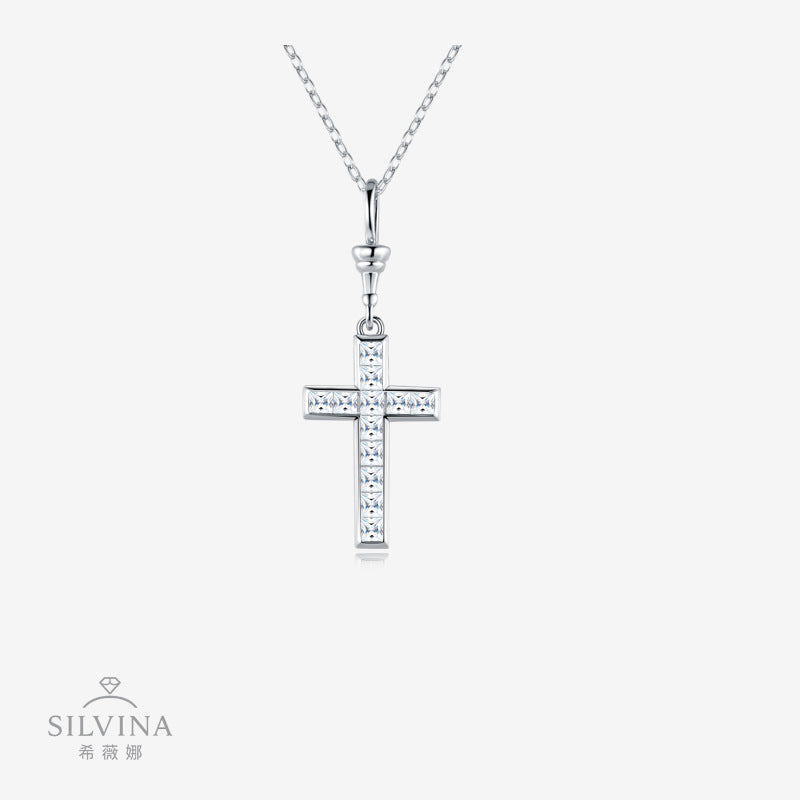 新款S925纯银十字架项链吊坠小众精致轻奢锁骨链女