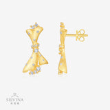 时尚流行意大利拉丝工艺小裙子耳环S925纯银耳环女复古宫廷风耳饰