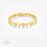 新款沙金18K黄蛋形手串简约轻奢925银莫桑手链女